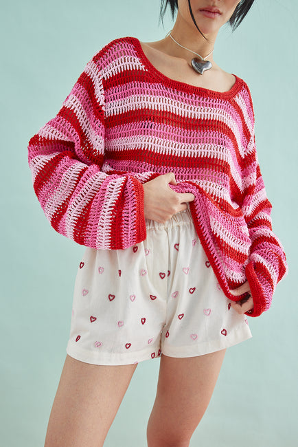 RELAX CROCHET JUMPER - SUGAR STRIPE